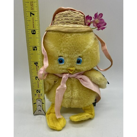 Vintage Emotions Mattel Duck Plush Straw Hat Flowers Blue Eyes Stuffed 7 inch - Picture 11 of 11